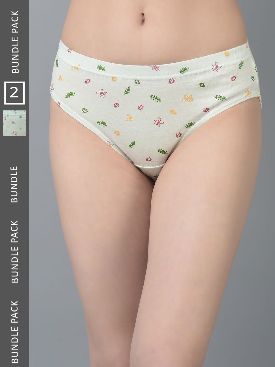 Dollar Missy Pack of 2 Women's Combed Cotton Light Printed Inner Elasticated Hipster Panty