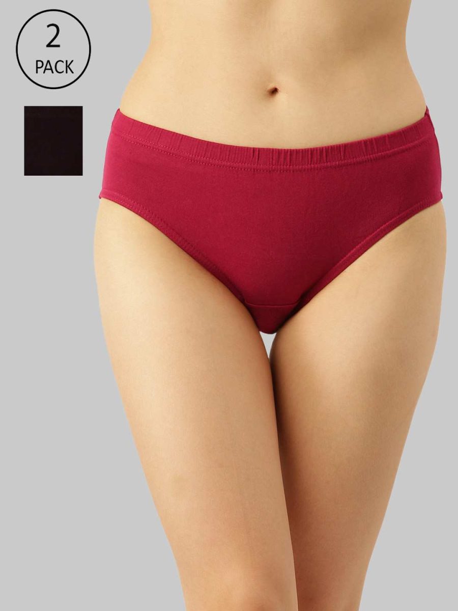 Dollar Missy Pack of 2 Women's Combed Cotton Solid Inner Elasticated Hipster Panty
