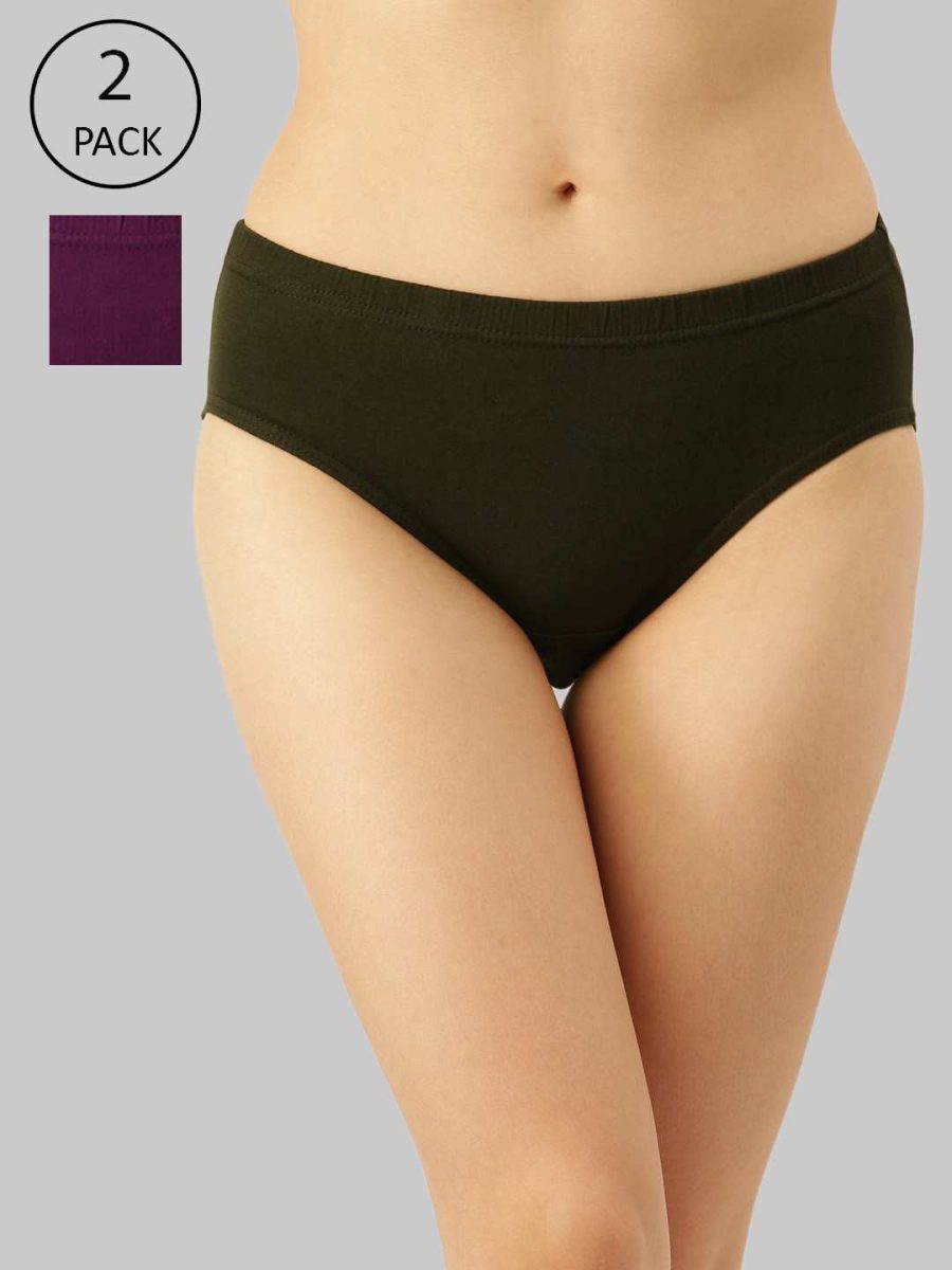 Dollar Missy Pack of 2 Women's Combed Cotton Solid Inner Elasticated Hipster Panty