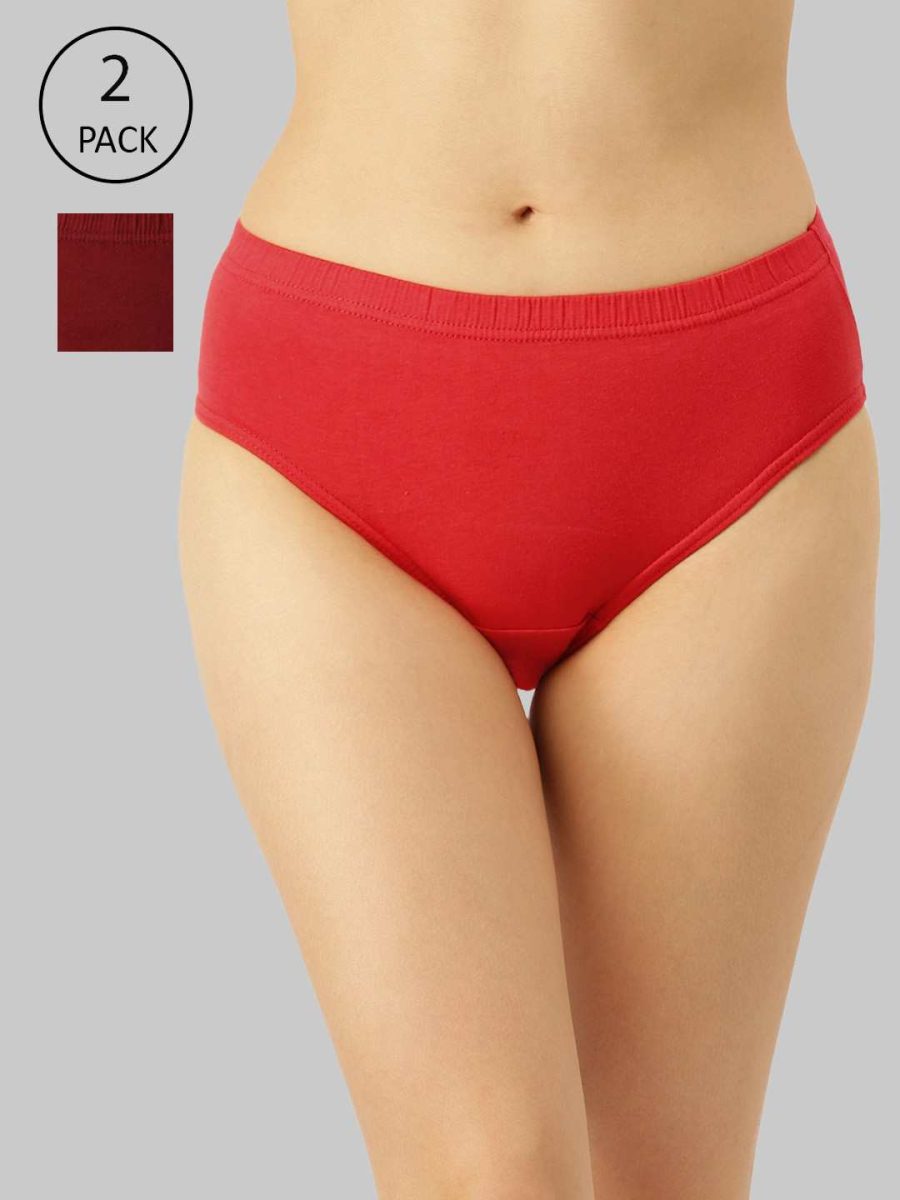 Dollar Missy Pack of 2 Women's Combed Cotton Solid Inner Elasticated Hipster Panty