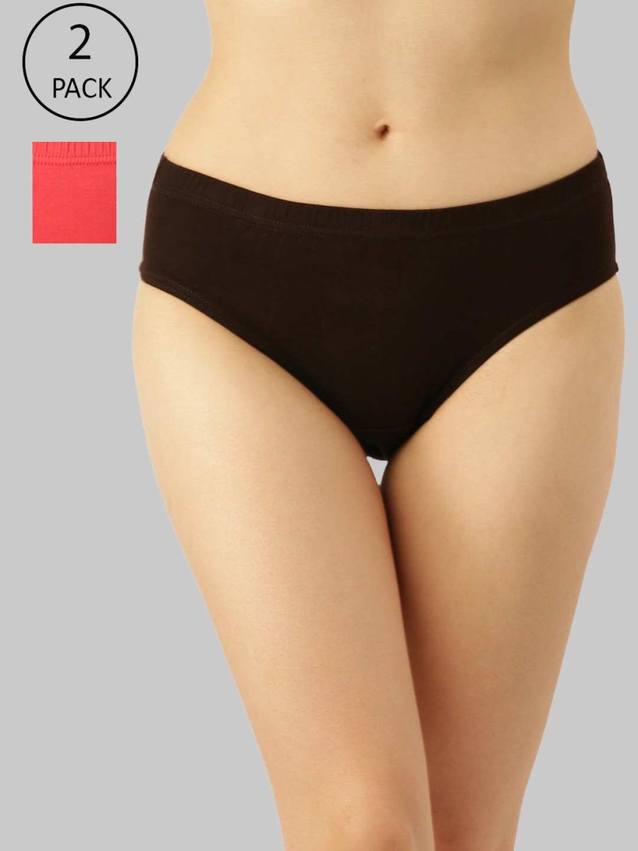 Dollar Missy Pack of 2 Women's Combed Cotton Solid Inner Elasticated Hipster Panty