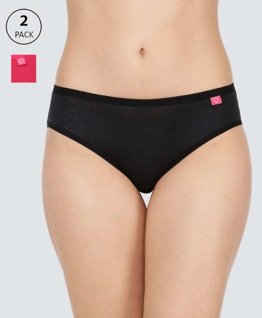 Dollar Missy Pack of 2 Women's Combed Cotton with Spandex Solid Inner Elasticated Hipster Panty