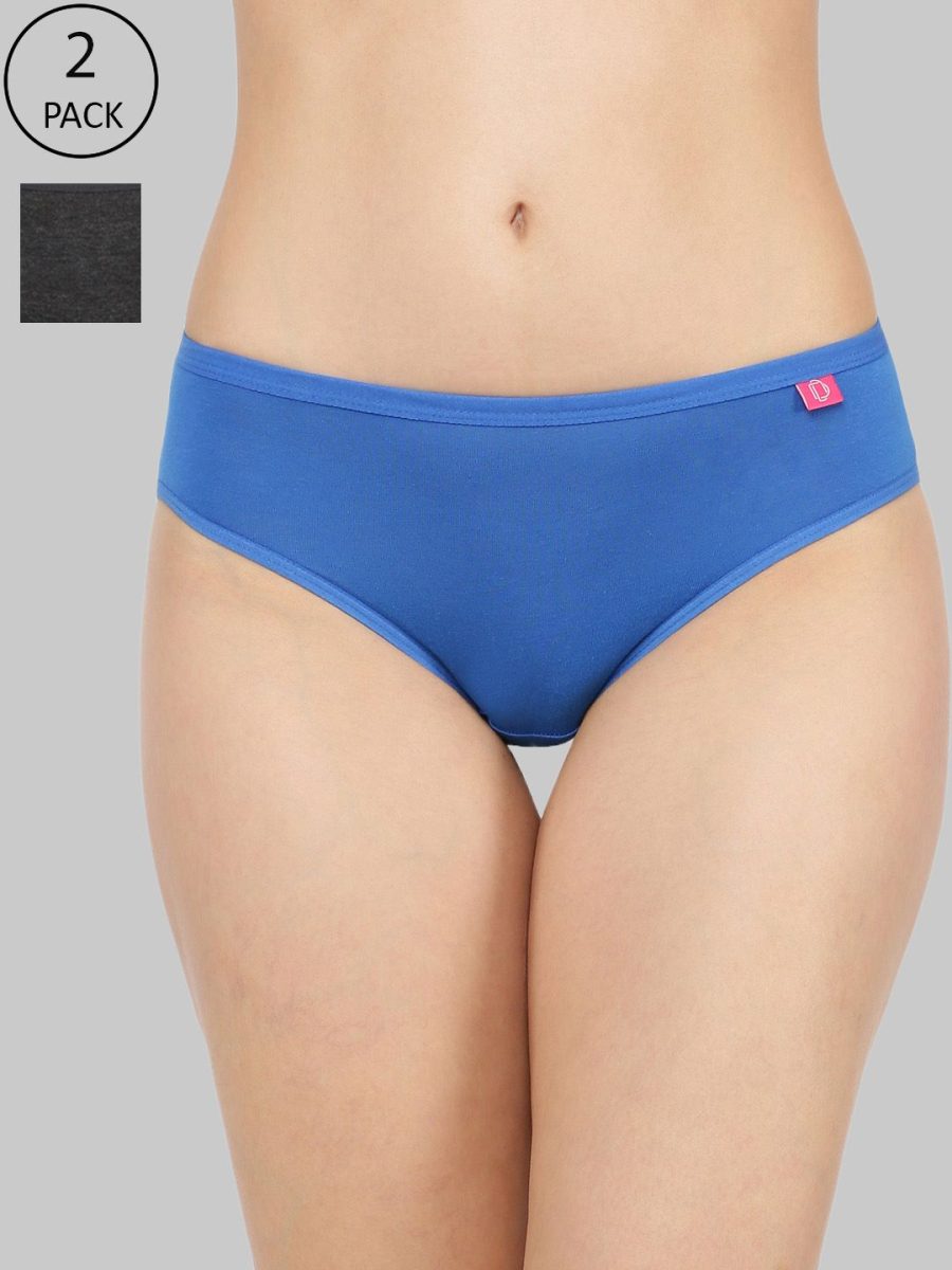 Dollar Missy Pack of 2 Women's Combed Cotton with Spandex Solid Inner Elasticated Hipster Panty