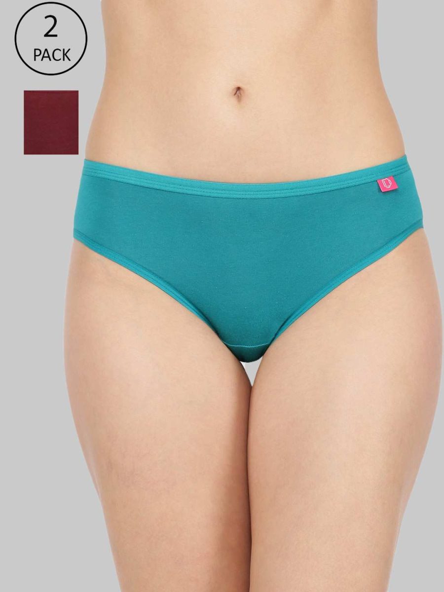 Dollar Missy Pack of 2 Women's Combed Cotton with Spandex Solid Inner Elasticated Hipster Panty
