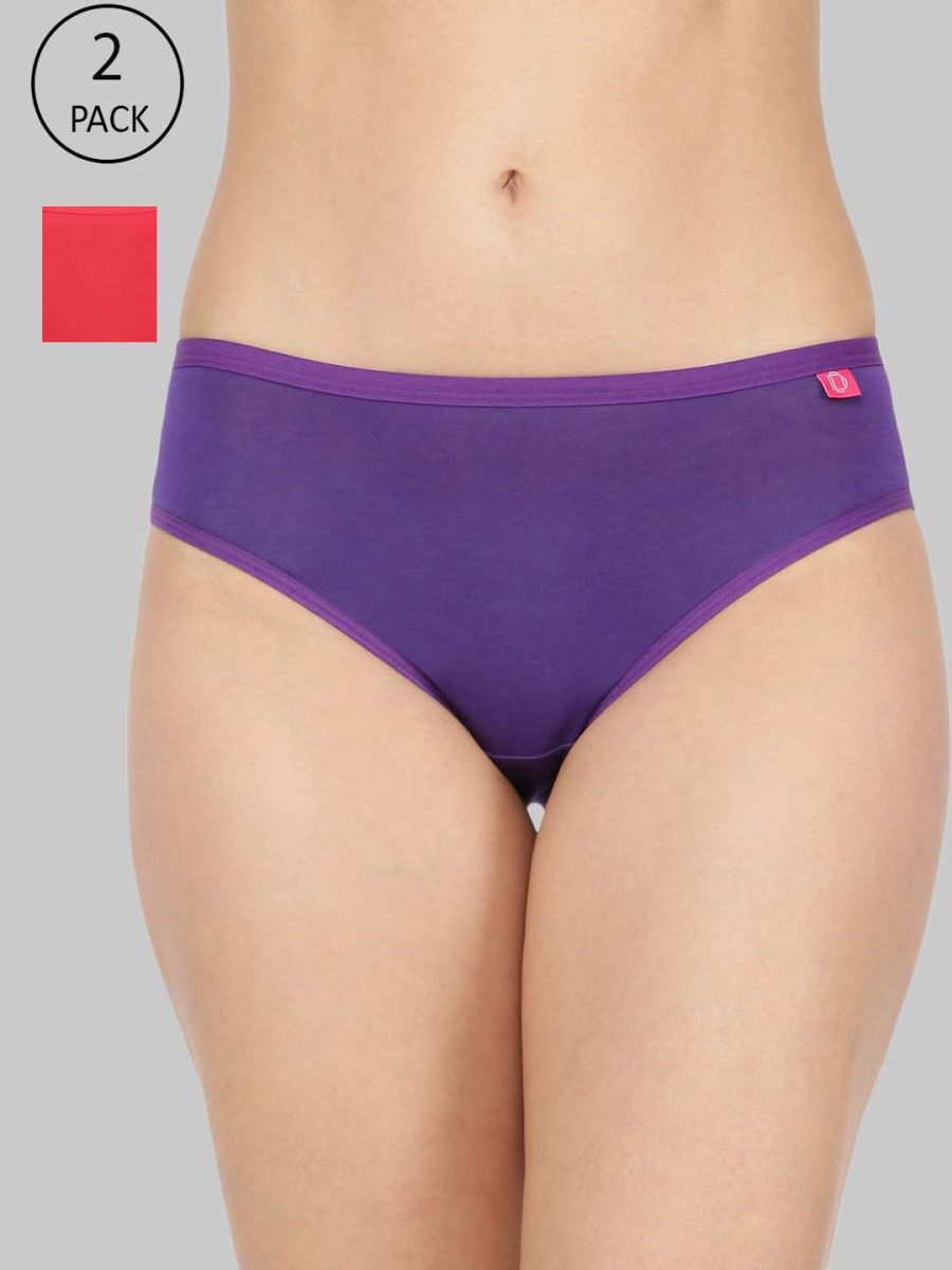 Dollar Missy Pack of 2 Women's Combed Cotton with Spandex Solid Inner Elasticated Hipster Panty