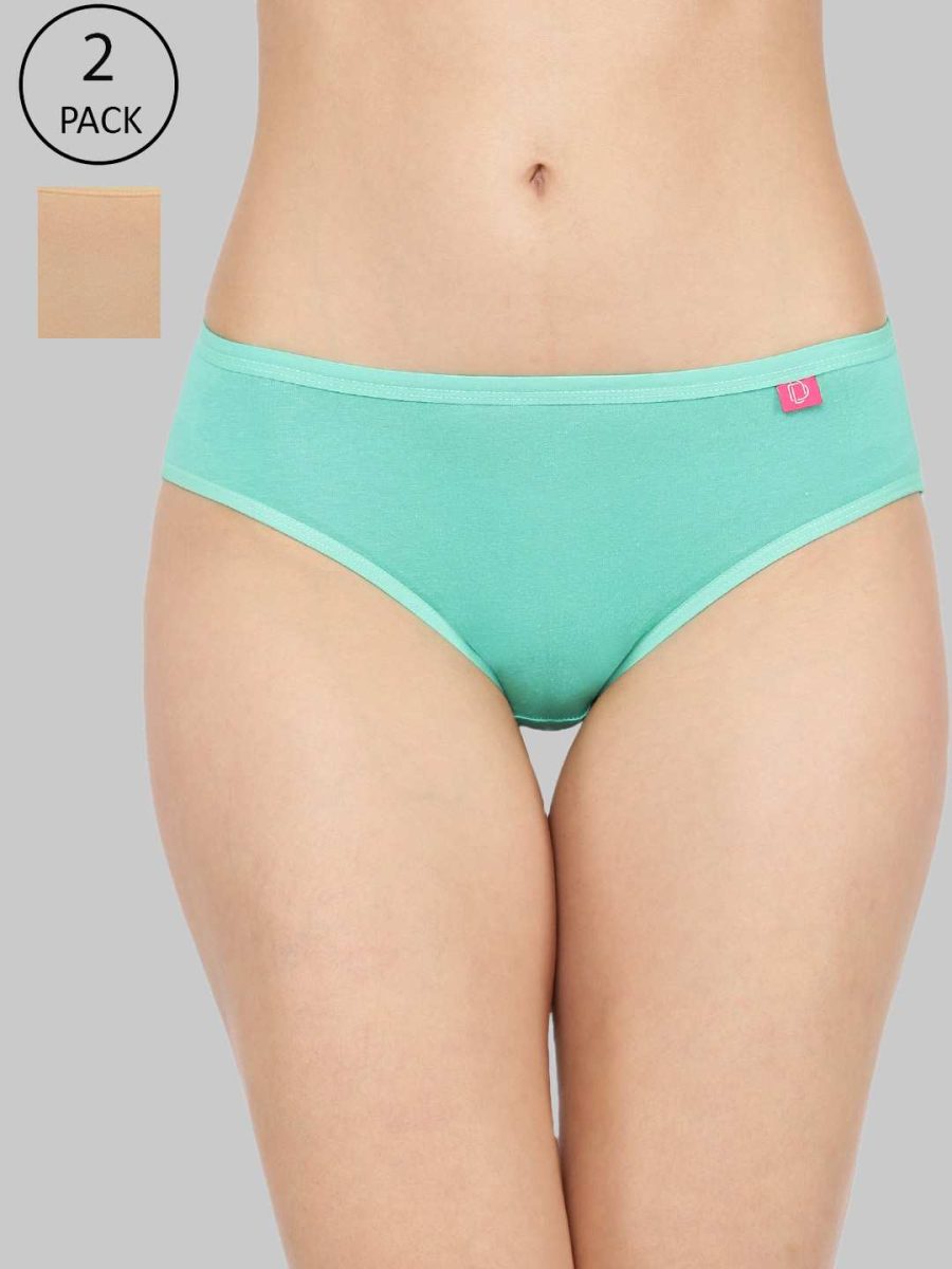 Dollar Missy Pack of 2 Women's Combed Cotton with Spandex Solid Inner Elasticated Hipster Panty