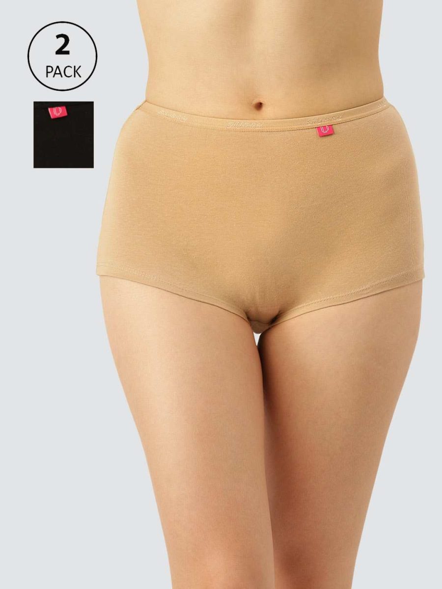Dollar Missy Pack of 2 Women's Cotton with Spandex Solid Inner Elasticated Boy Shorts Panty