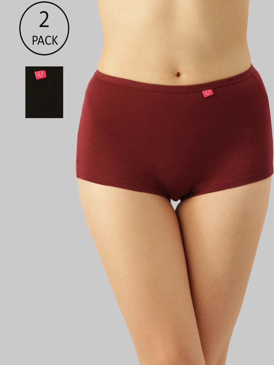 Dollar Missy Pack of 2 Women's Cotton with Spandex Solid Inner Elasticated Boy Shorts Panty
