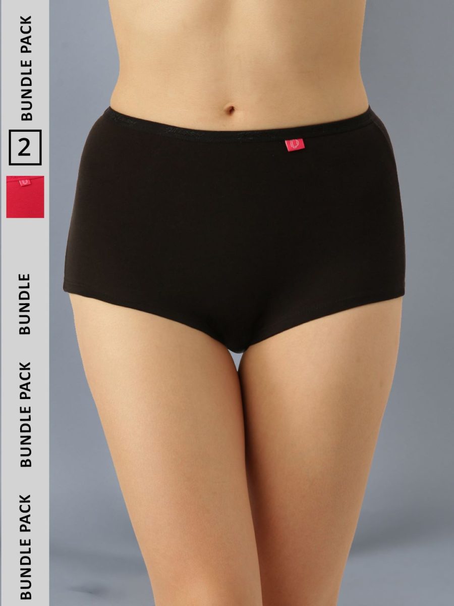 Dollar Missy Pack of 2 Women's Cotton with Spandex Solid Inner Elasticated Boy Shorts Panty