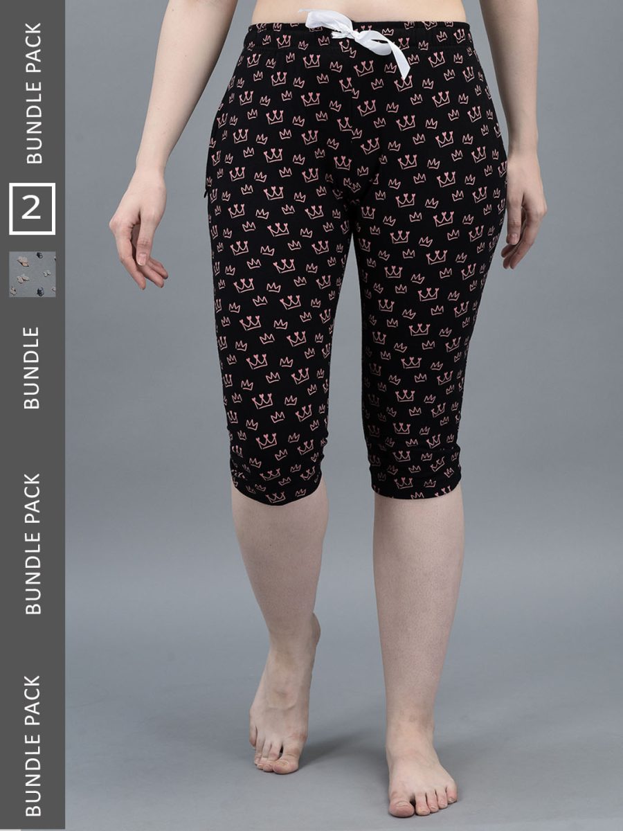 Dollar Missy  Women's Combed Cotton Printed Capri