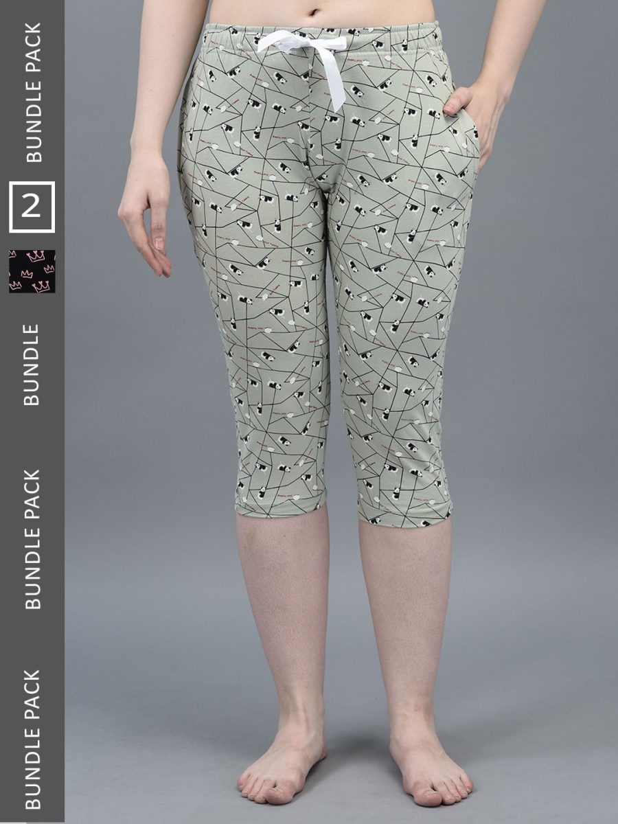 Dollar Missy  Women's Combed Cotton Printed Capri