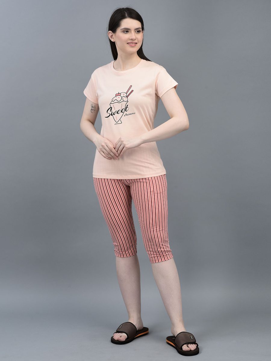 Dollar MIssy  Women's Combed Cotton T-Shirt  Capri Night Suit