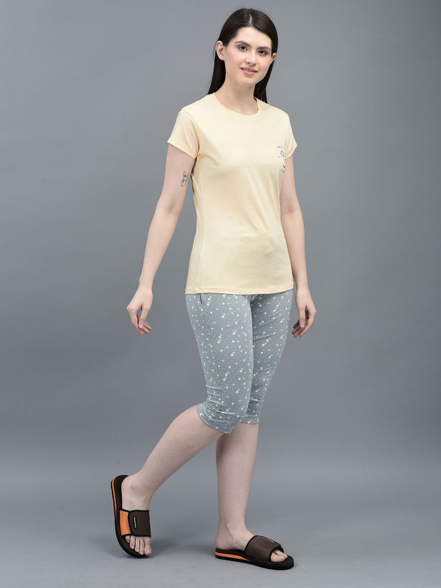 Dollar MIssy  Women's Combed Cotton T-Shirt  Capri Night Suit