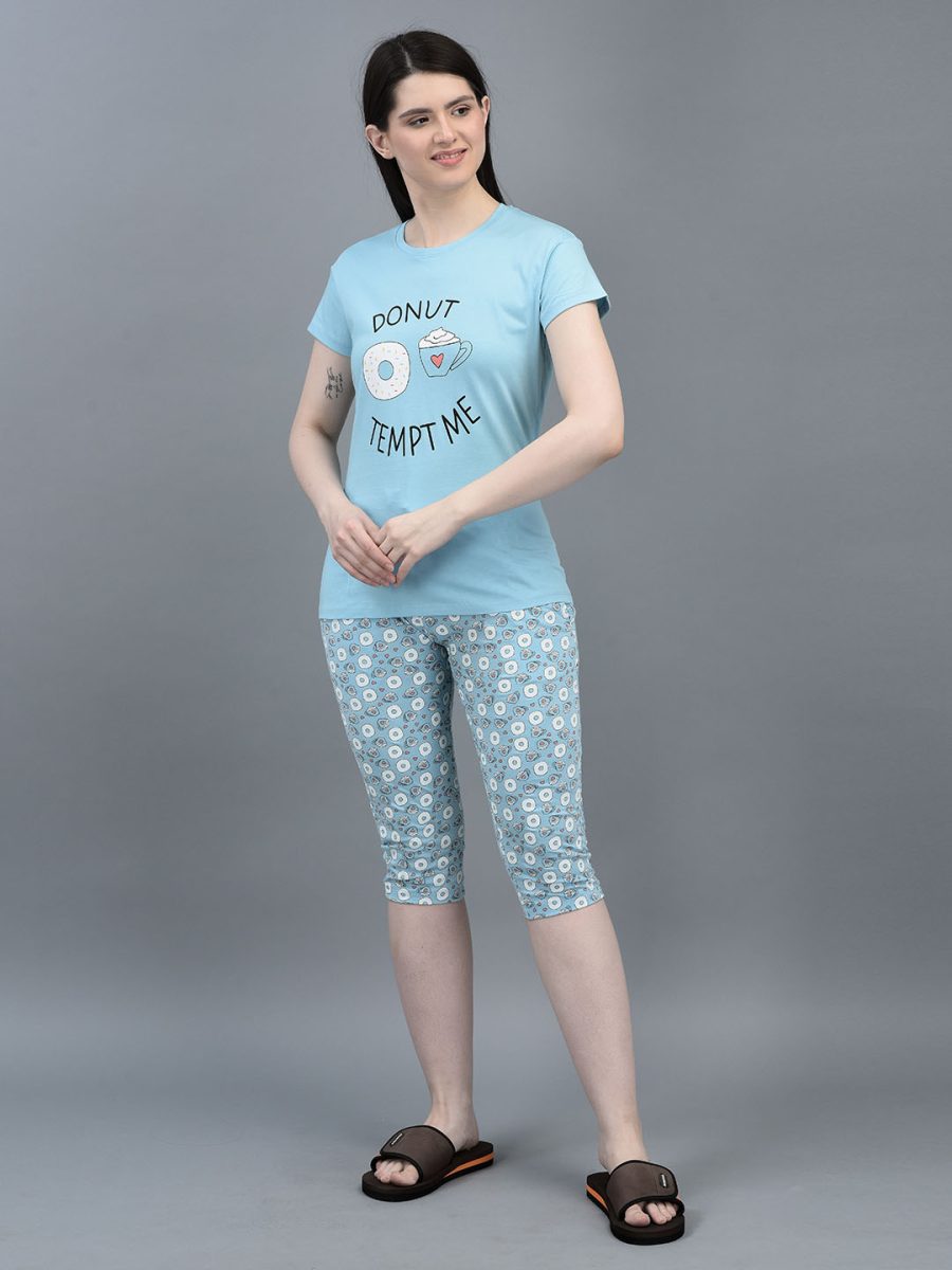 Dollar MIssy  Women's Combed Cotton T-Shirt  Capri Night Suit