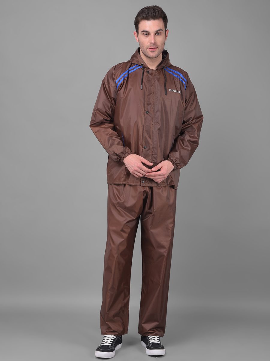 Dollar Rainguard Men's PVC Full Sleeve Solid Reversible Raincoat Set With Adjustable Hood and Pocket