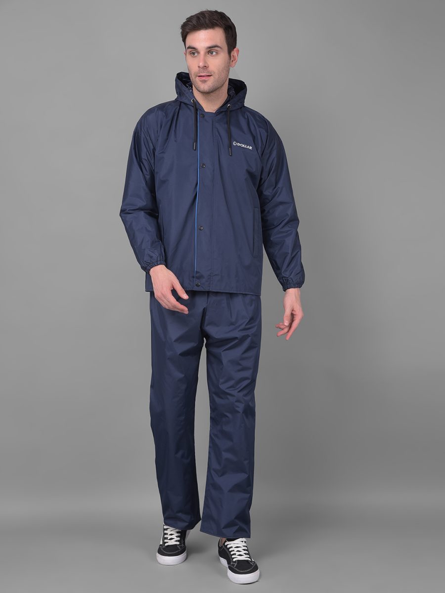Dollar Rainguard Men's PVC Full Sleeve Solid Reversible Raincoat Set With Adjustable Hood and Pocket