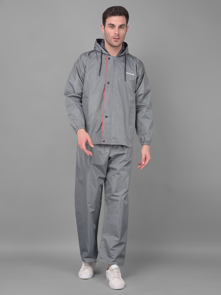 Dollar Rainguard Men's PVC Full Sleeve Solid Reversible Raincoat Set With Adjustable Hood and Pocket
