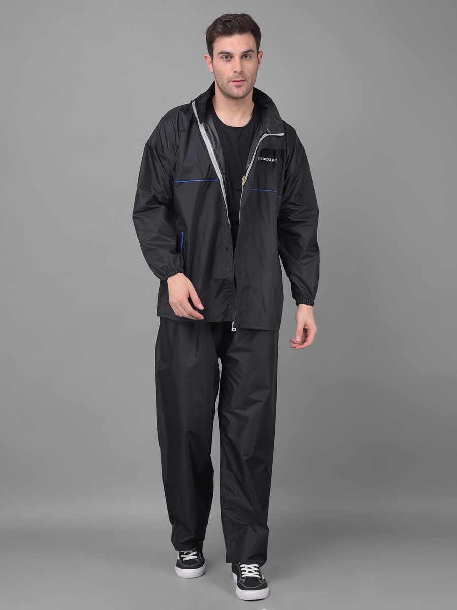 Dollar Rainguard Men's PVC Full Sleeve Solid Sporty Look Raincoat Set With Adjustable Hood and Pocket