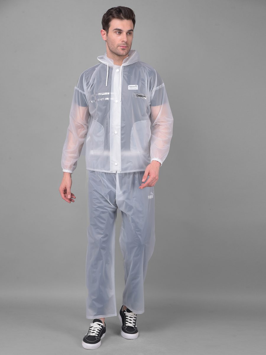 Dollar Rainguard Men's PVC Full Sleeve Solid Raincoat With Adjustable Hood and Pocket