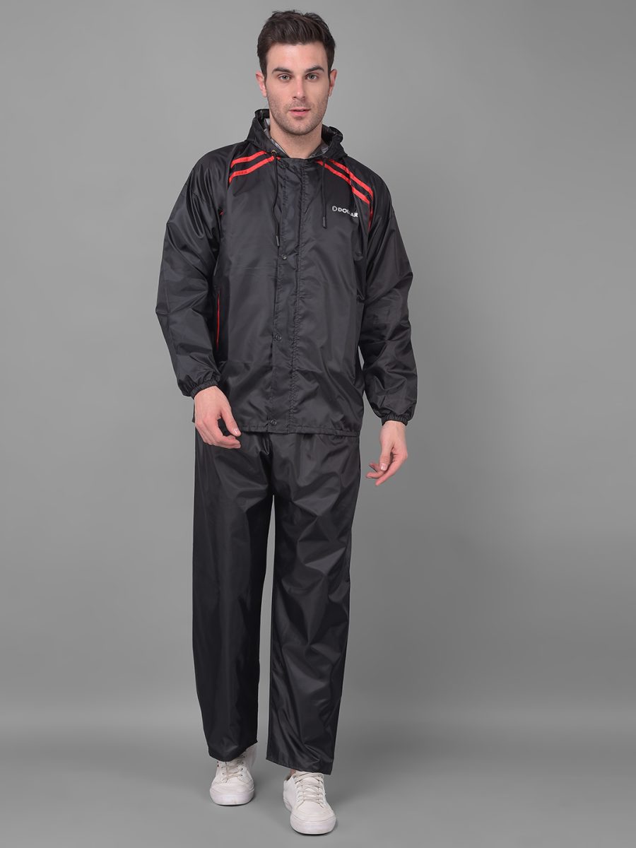 Dollar Rainguard Men's PVC Full Sleeve Solid Reversible Raincoat Set With Adjustable Hood and Pocket