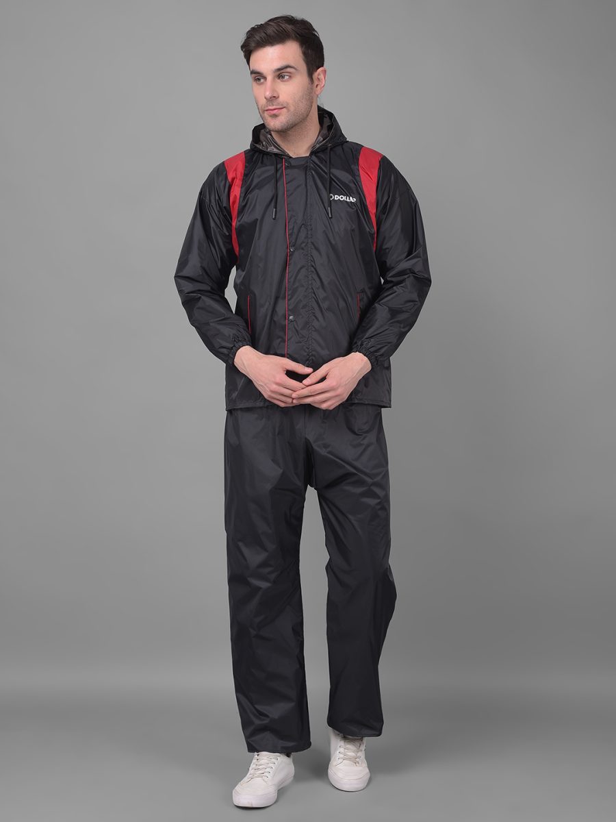 Dollar Rainguard Men's PVC Full Sleeve Solid Reversible Raincoat Set With Adjustable Hood and Pocket