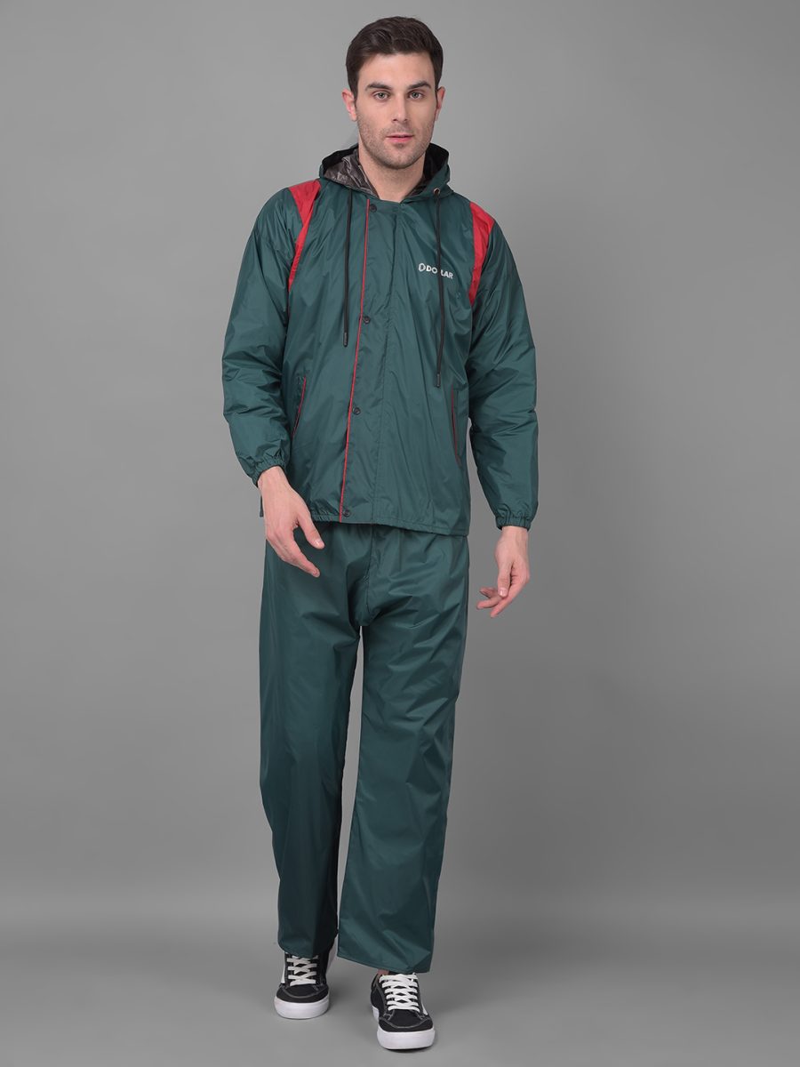 Dollar Rainguard Men's PVC Full Sleeve Solid Reversible Raincoat Set With Adjustable Hood and Pocket