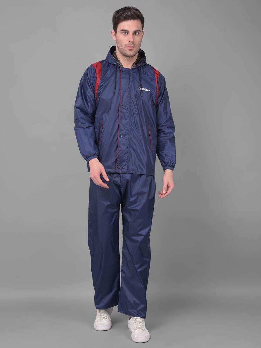 Dollar Rainguard Men's PVC Full Sleeve Solid Reversible Raincoat Set With Adjustable Hood and Pocket