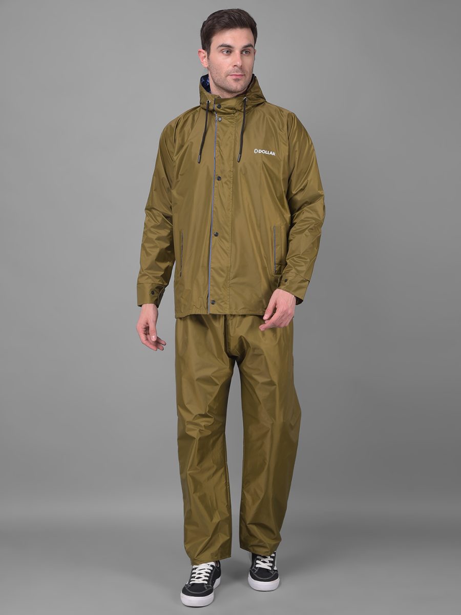 Dollar Rainguard Men's PVC Full Sleeve Solid Reversible Raincoat Set With Adjustable Hood and Pocket