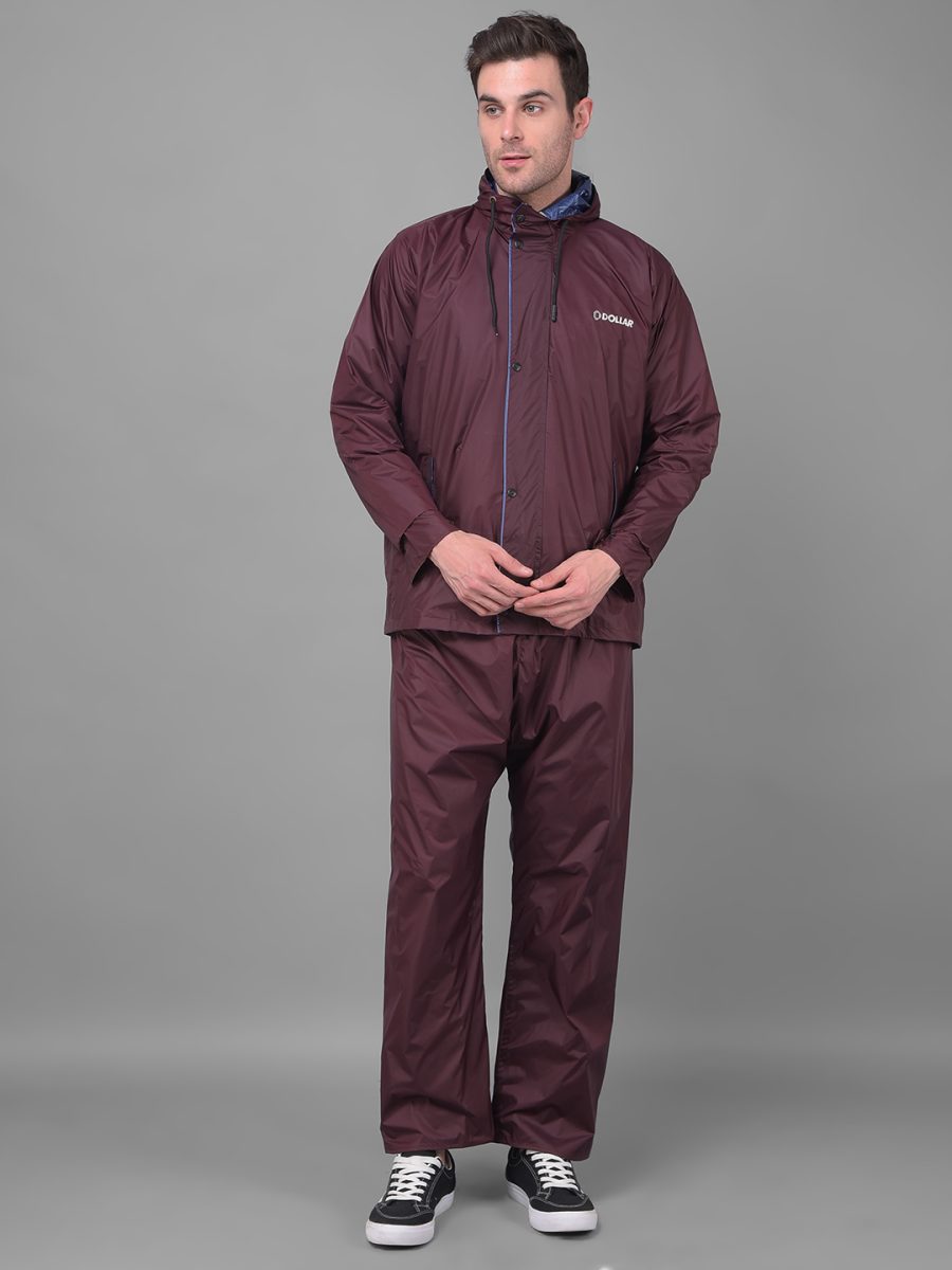 Dollar Rainguard Men's PVC Full Sleeve Solid Reversible Raincoat Set With Adjustable Hood and Pocket