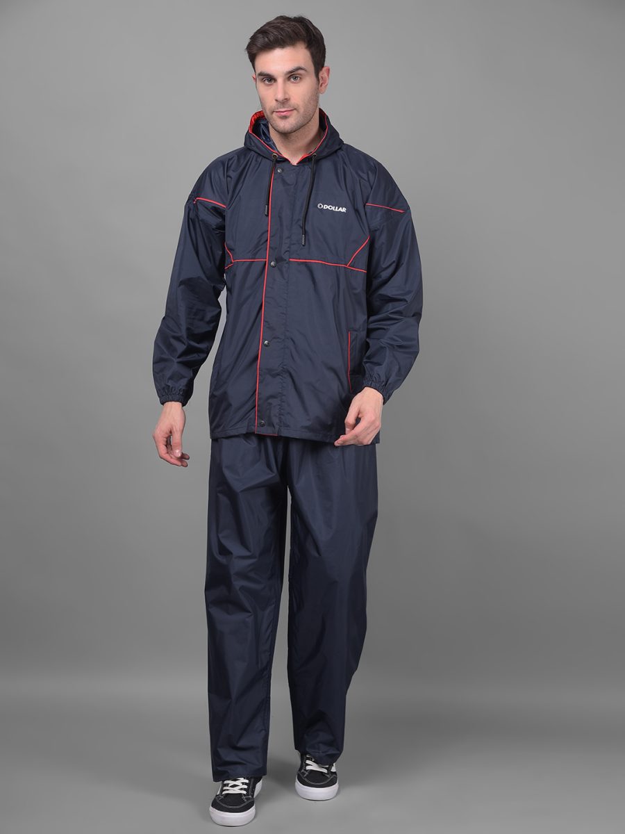 Dollar Rainguard Men's PVC Full Sleeve Solid Sporty Look Raincoat Set With Adjustable Hood and Pocket