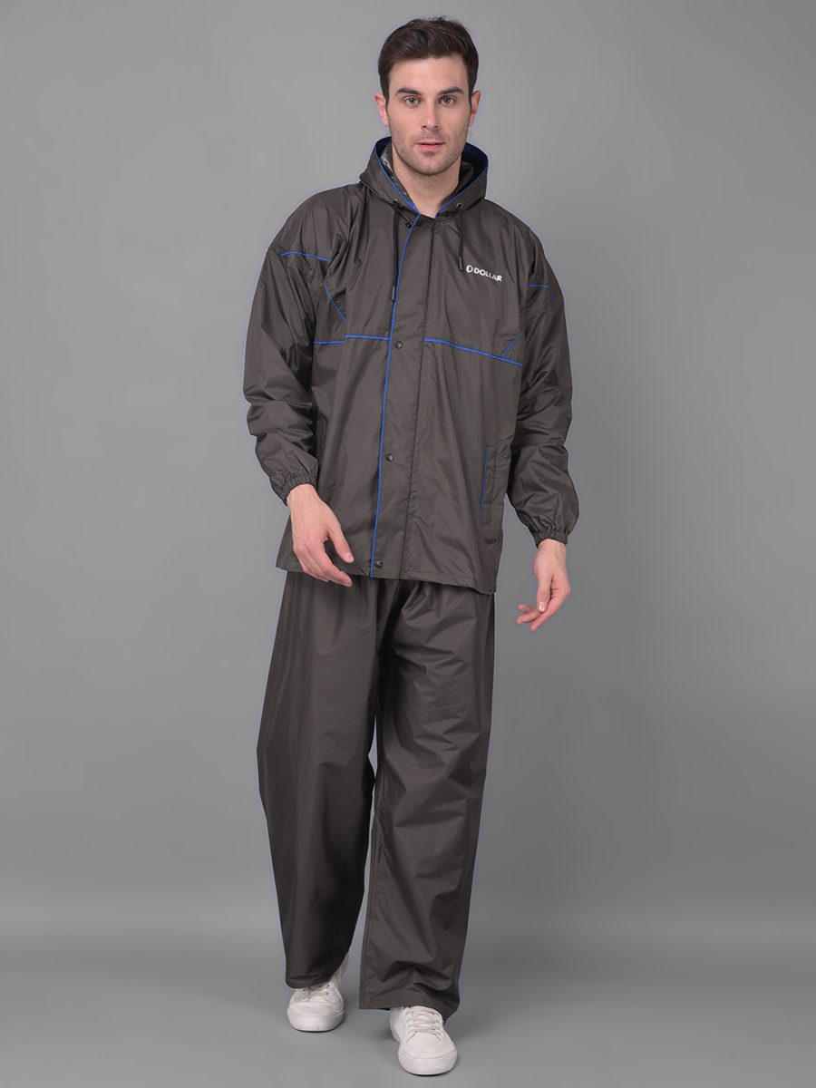 Dollar Rainguard Men's PVC Full Sleeve Solid Sporty Look Raincoat Set With Adjustable Hood and Pocket