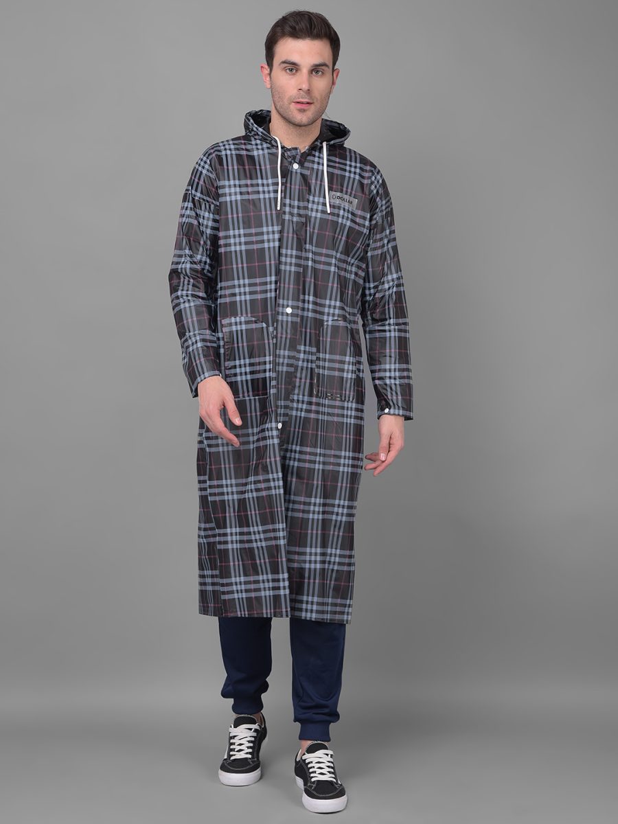 Dollar Rainguard Men's PVC Full Sleeve Solid Raincoat With Adjustable Hood and Pocket