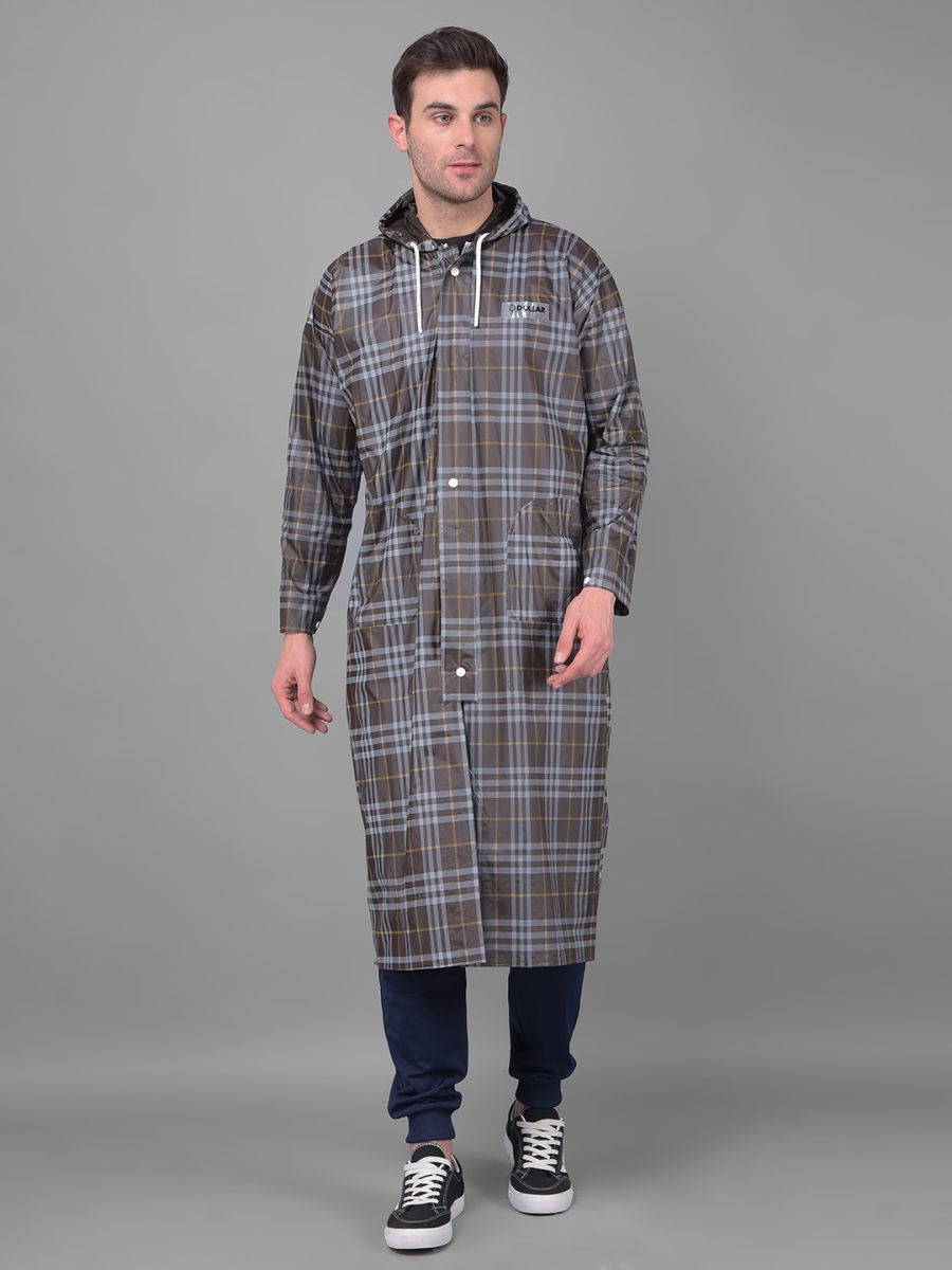 Dollar Rainguard Men's PVC Full Sleeve Solid Raincoat With Adjustable Hood and Pocket