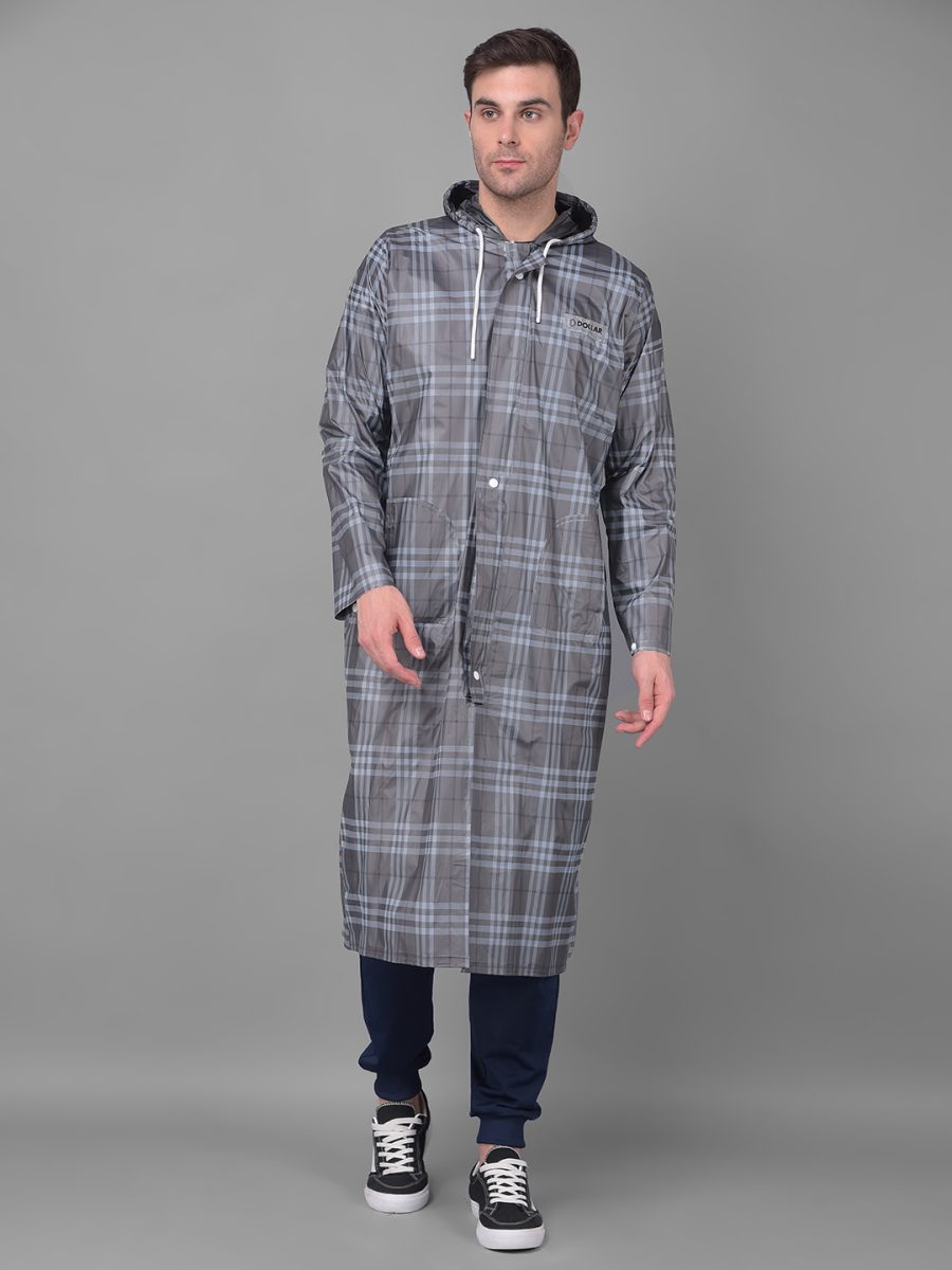 Dollar Rainguard Men's PVC Full Sleeve Solid Raincoat With Adjustable Hood and Pocket