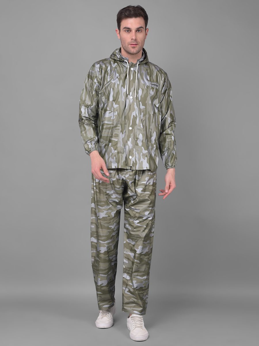 Dollar Rainguard Men's PVC Full Sleeve Solid Raincoat With Adjustable Hood and Pocket