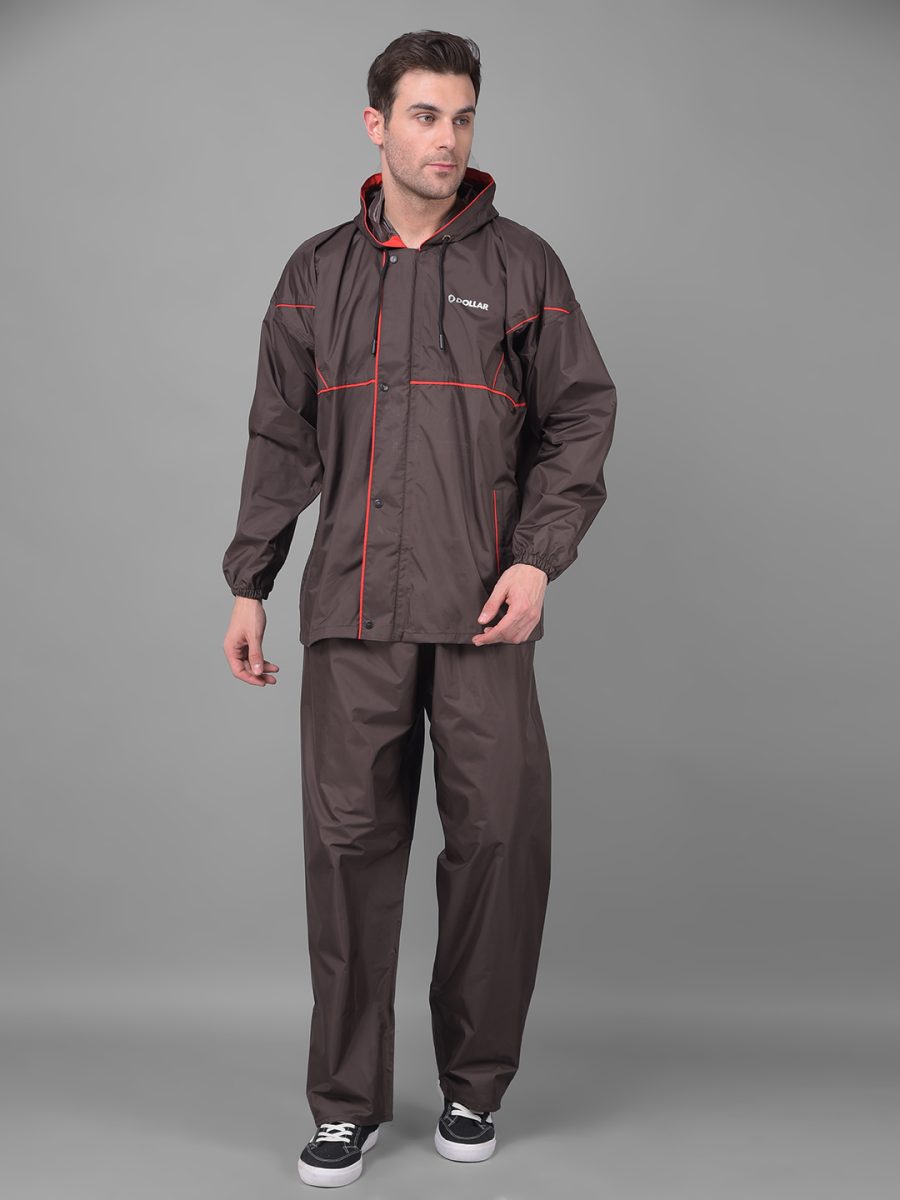 Dollar Rainguard Men's PVC Full Sleeve Solid Sporty Look Raincoat Set With Adjustable Hood and Pocket