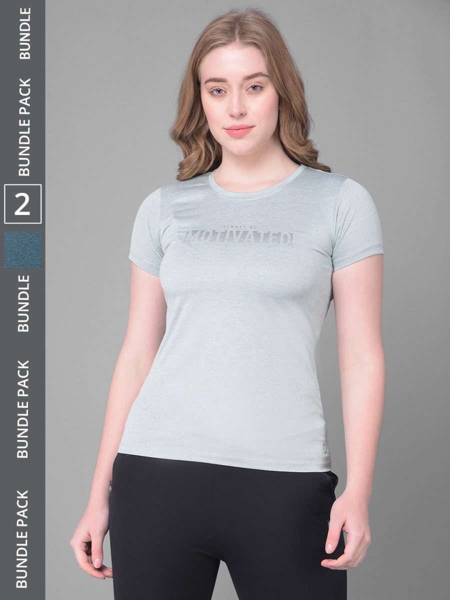 Dollar Women's Pack of 2 Microfiber Printed Anti-Bacterial Sports T-Shirt