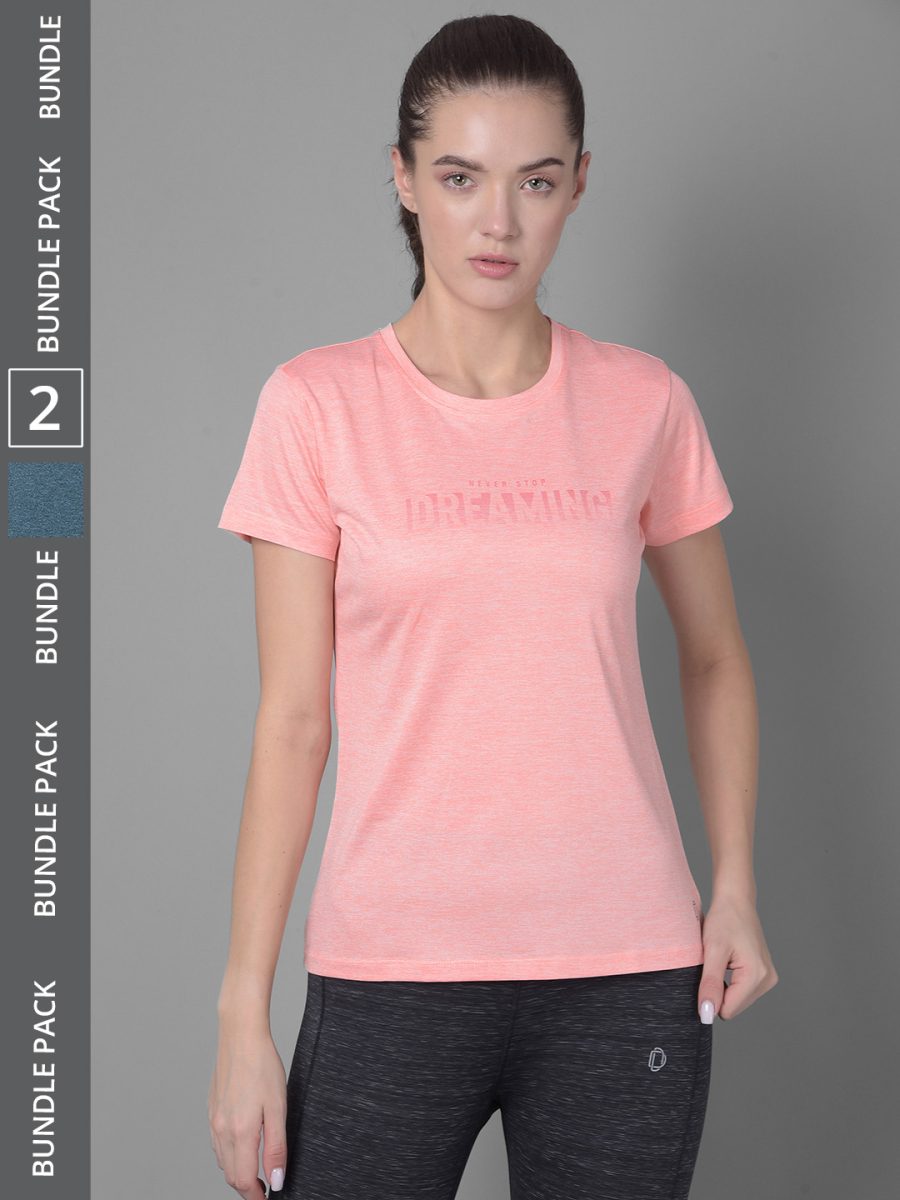 Dollar Women's Pack of 2 Microfiber Printed Anti-Bacterial Sports T-Shirt