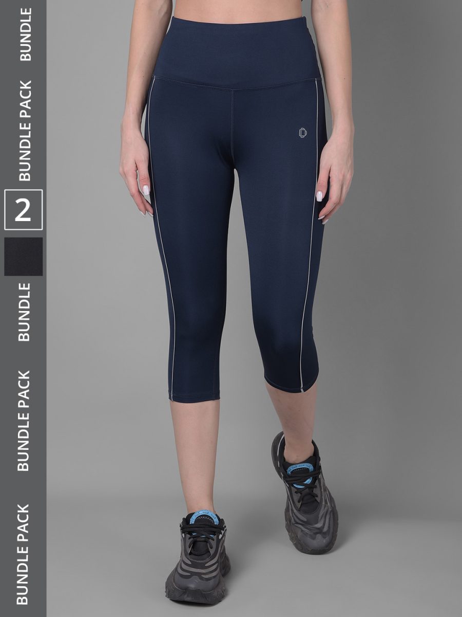 Dollar Women's Pack of 2 Microfiber Anti-Bacterial Elastane Stretch Sports Capri