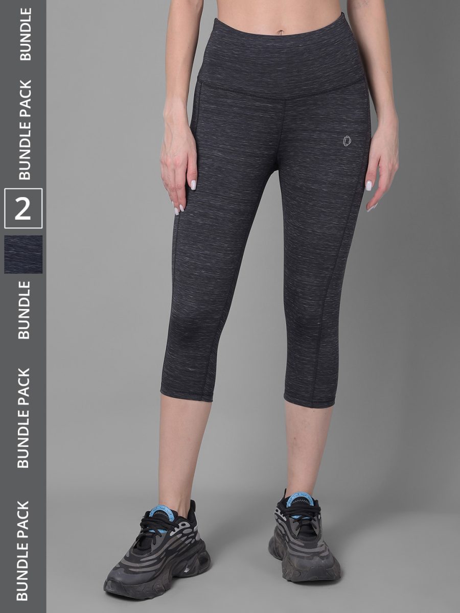 Dollar Women's Pack of 2 Microfiber Anti-Bacterial Elastane Stretch Sports Capri