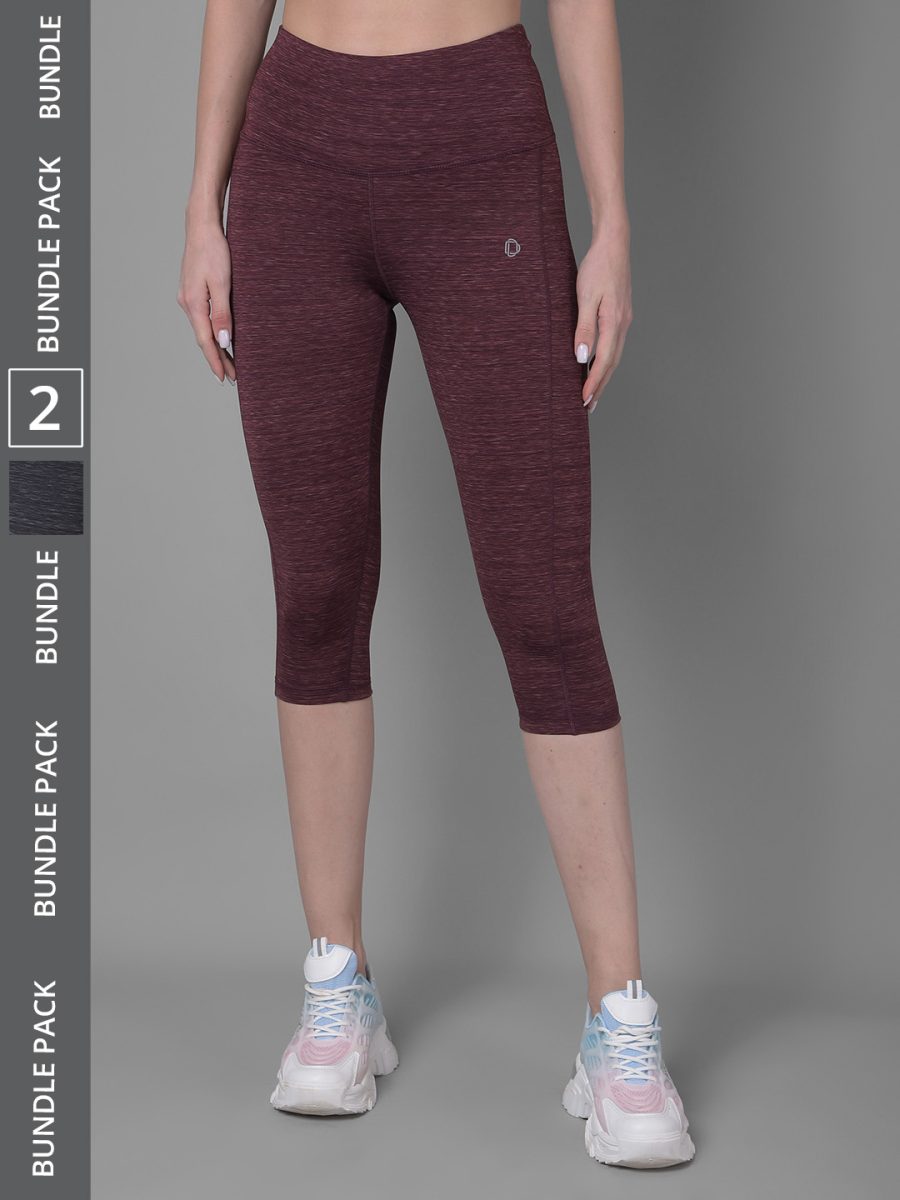 Dollar Women's Pack of 2 Microfiber Anti-Bacterial Elastane Stretch Sports Capri