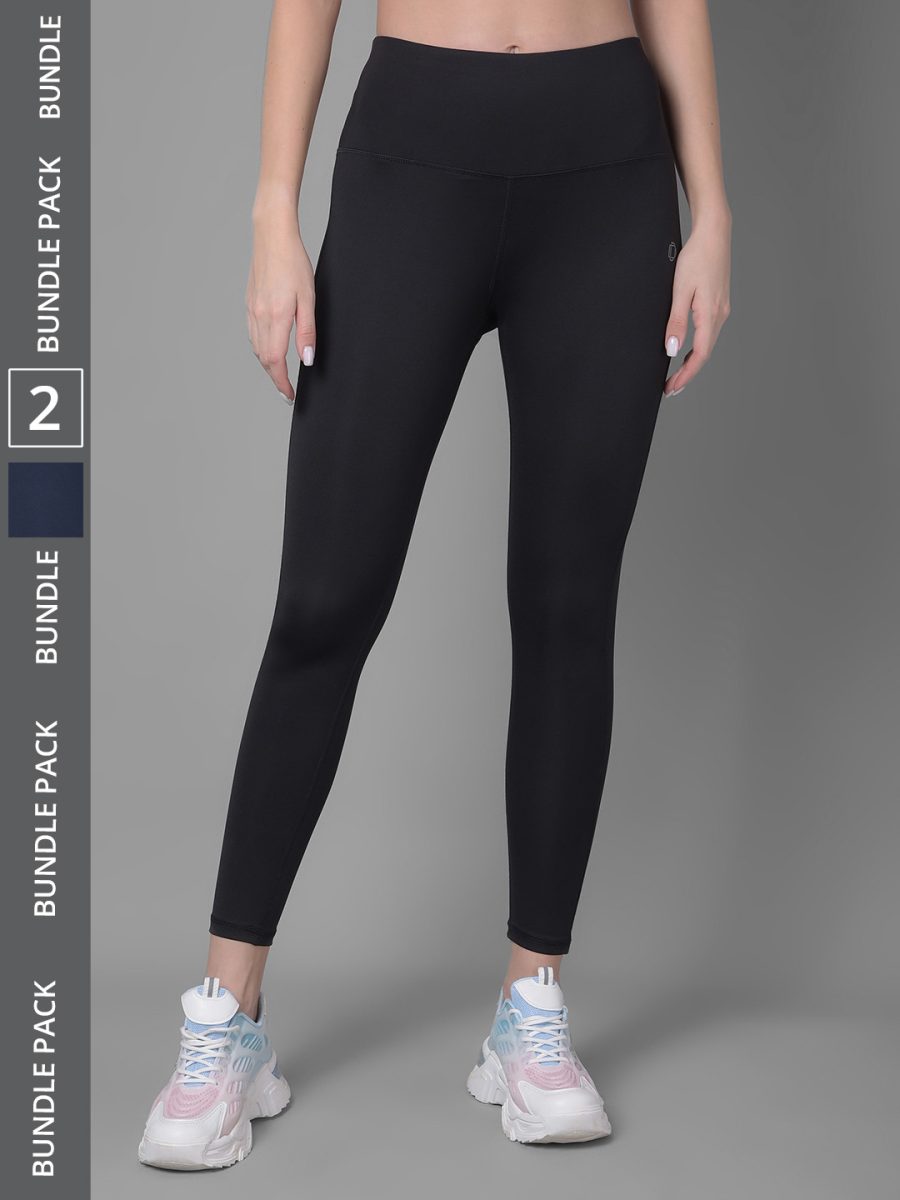 Dollar Women's Pack of 2 Microfiber Anti-Bacterial Elastane Stretch Sports Leggings