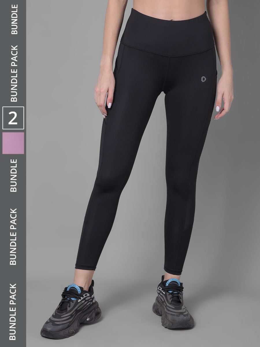 Dollar Women's Pack of 2 Microfiber Anti-Bacterial Elastane Stretch Sports Leggings