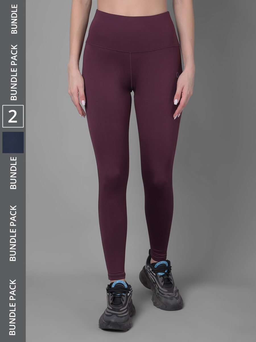 Dollar Women's Pack of 2 Microfiber Anti-Bacterial Elastane Stretch Sports Leggings