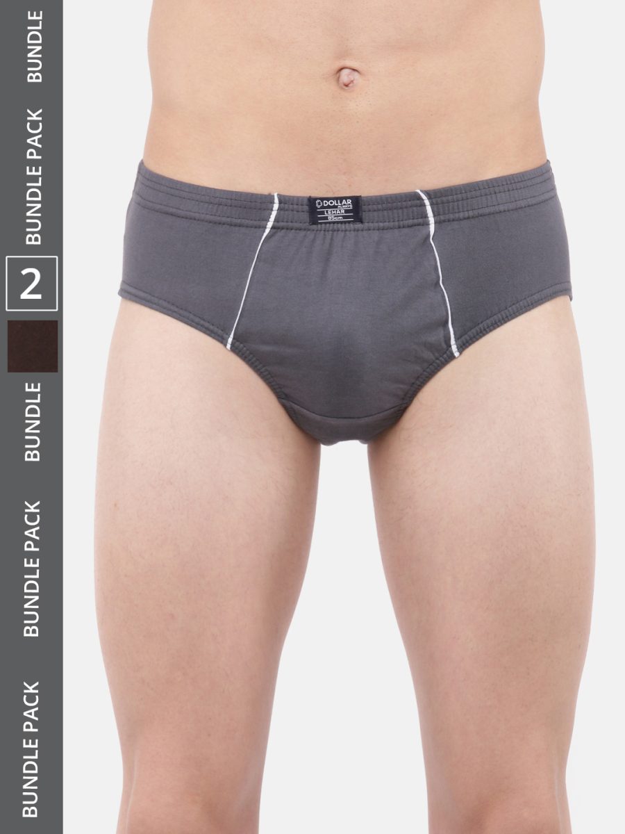 Dollar Lehar Men's Assorted Pack of 2 Super Combed Cotton Brief