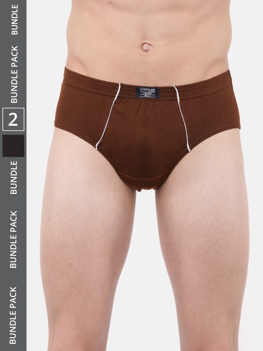 Dollar Lehar Men's Assorted Pack of 2 Super Combed Cotton Brief