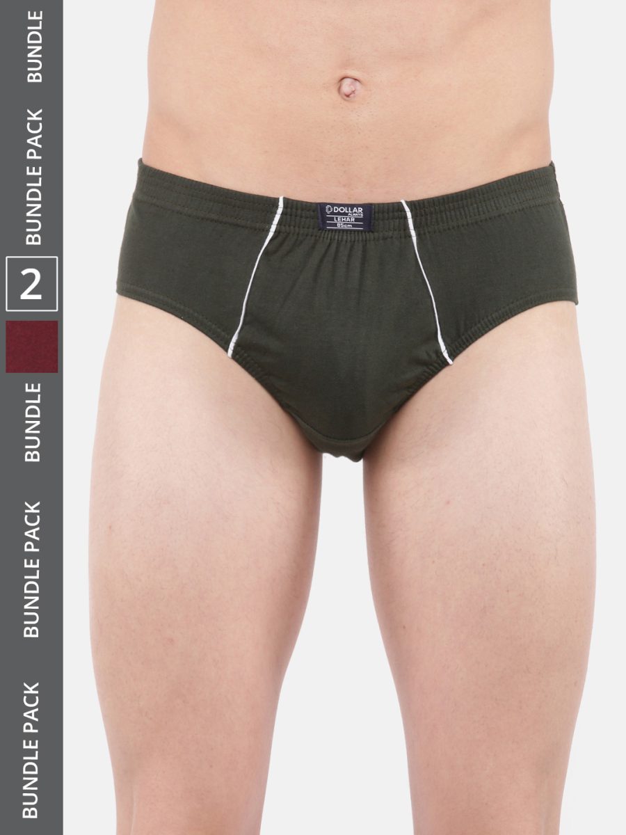 Dollar Lehar Men's Assorted Pack of 2 Super Combed Cotton Brief