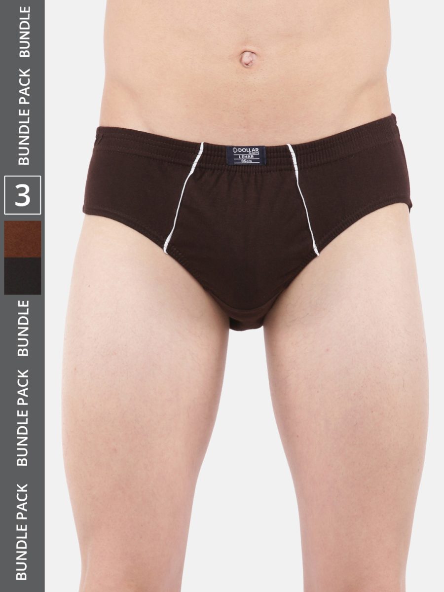 Dollar Lehar Men's Assorted Pack of 3 Super Combed Cotton Brief