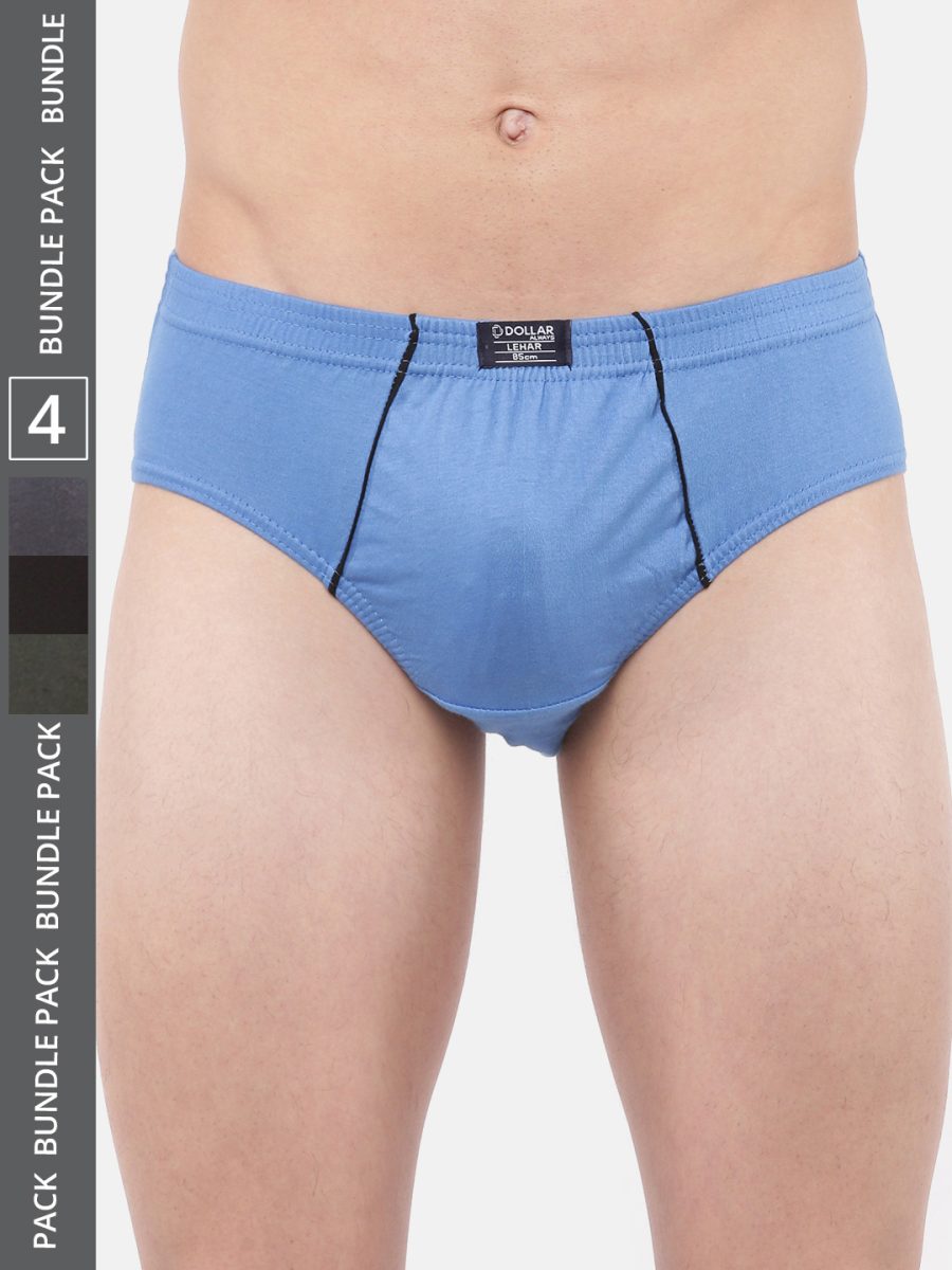 Dollar Lehar Men's Assorted Pack of 4 Super Combed Cotton Brief