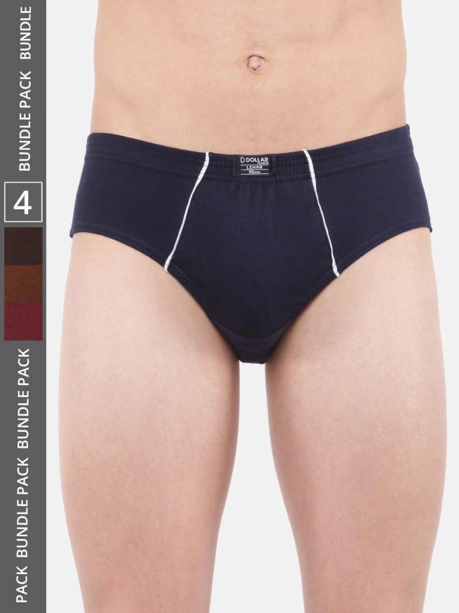 Dollar Lehar Men's Assorted Pack of 4 Super Combed Cotton Brief